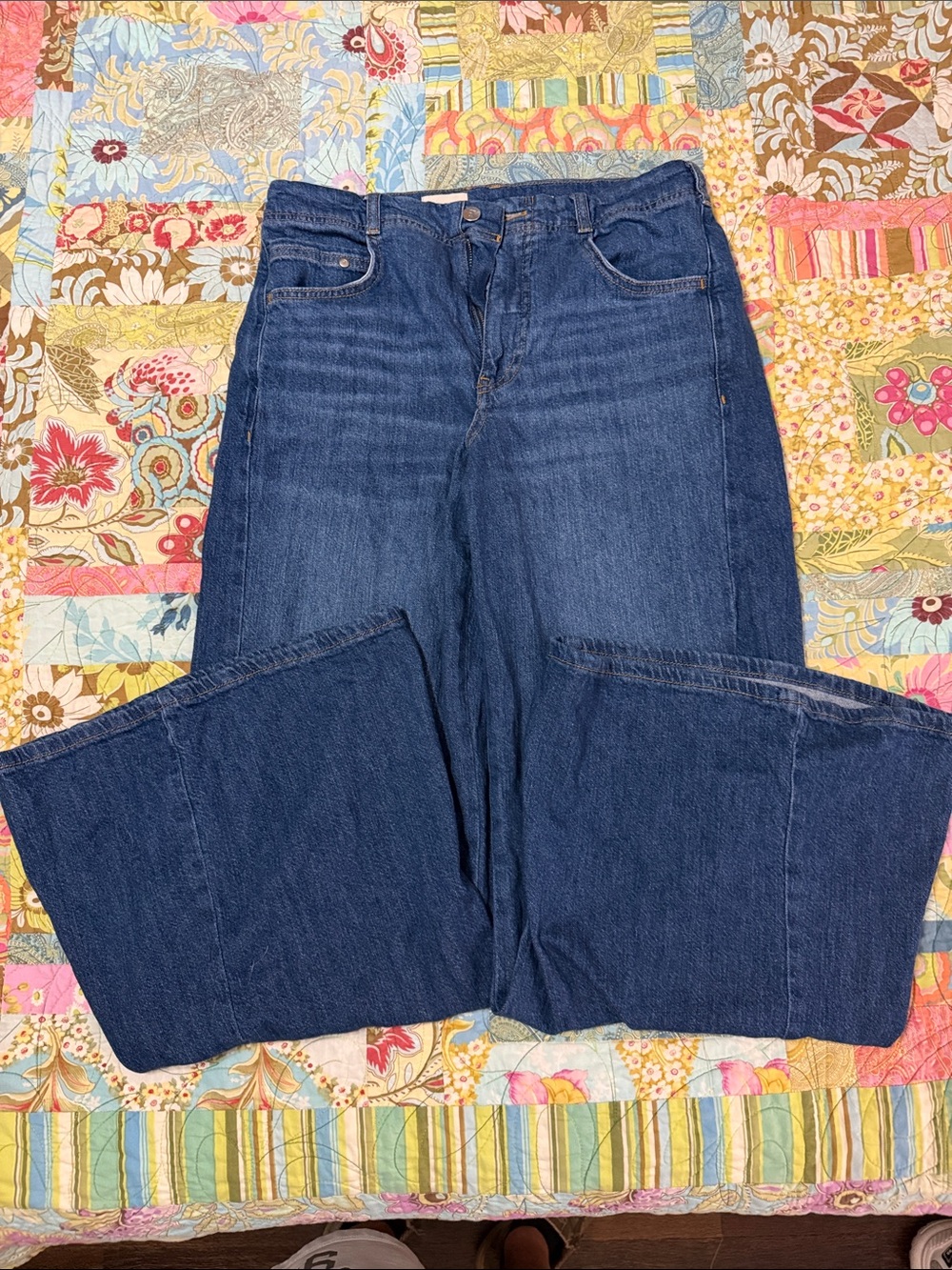 Pilcro Dark Blue Wide-Leg Jeans